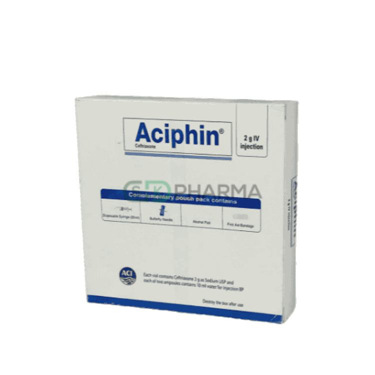 Aciphin Injection 2 gm/vial (Ceftriaxone Sodium)