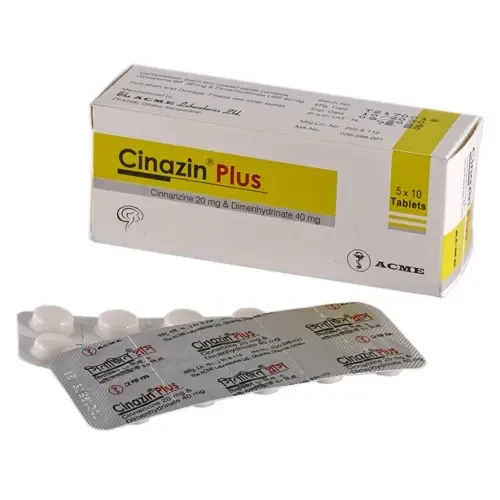 Cinazin Plus Tablet, Cinnarizine + Dimenhydrinate 20 mg+40 mg