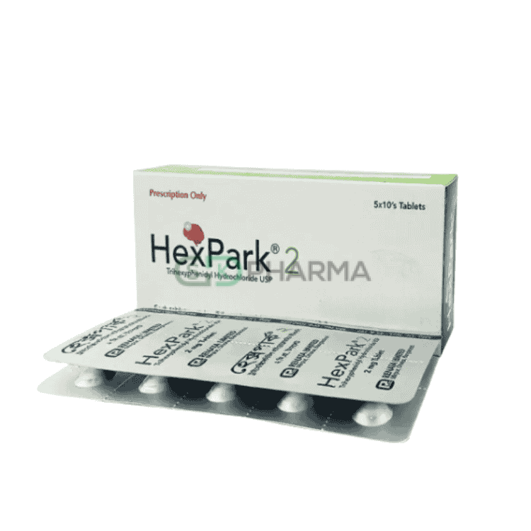 HexPark Tablet 2 mg (Trihexyphenidyl Hydrochloride)