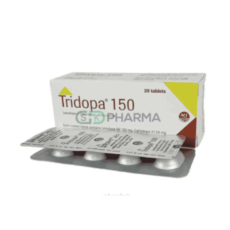 Tridopa Tablet 150 mg+37.5 mg+200 mg (Levodopa + Carbidopa + Entacapone)