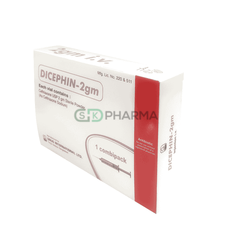 Dicephin Injection 2 gm/vial (Ceftriaxone Sodium)