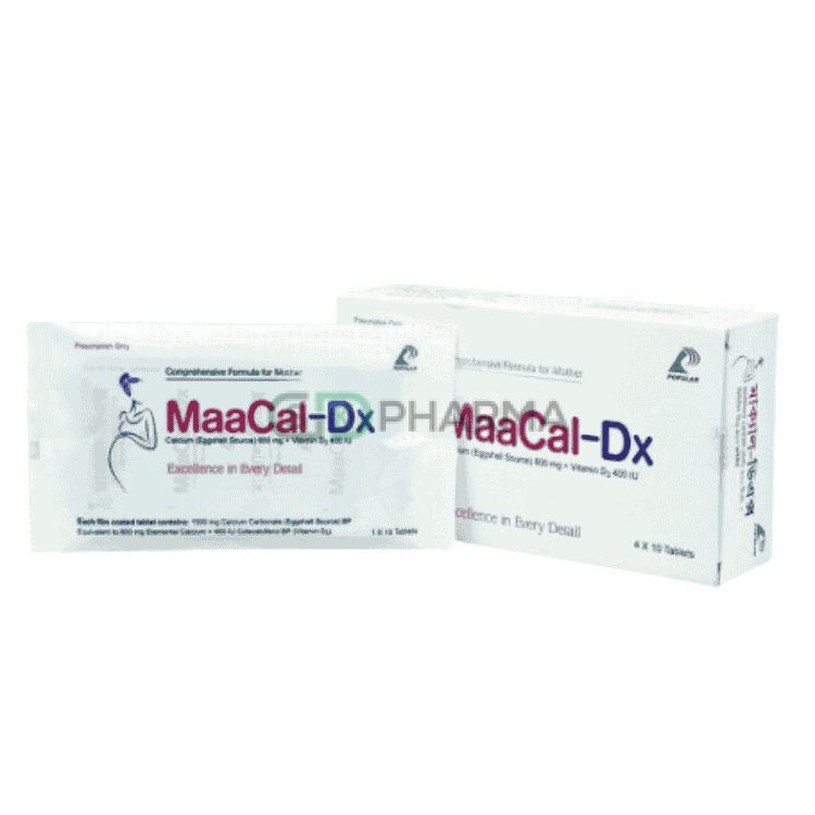 Maacal-DX Tablet 600 mg+400 IU (Eggshell Calcium + Vitamin D3)
