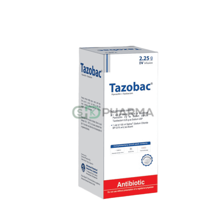 Tazobac Injection (2 gm+0.25 gm)/vial (Piperacillin + Tazobactam)