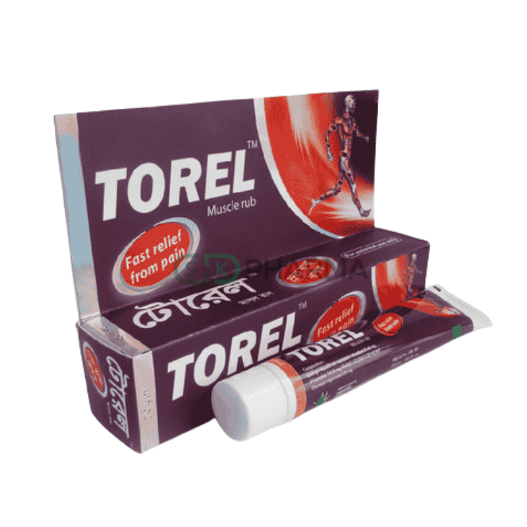 Torel Muscle Rub (25.40 mg+14.30 mg+4.20 mg+0.05 mg)/gm (Menthol + Camphor + Methyl Salicylate + Oleoresin Capsicum)