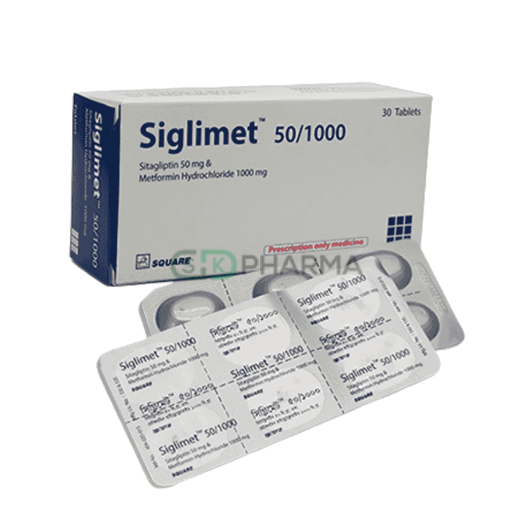 Siglimet Tablet 50 mg+1000 mg (Sitagliptin + Metformin Hydrochloride)