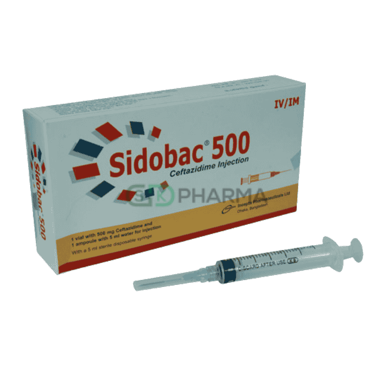Sidobac Injection 500 mg/vial (Ceftazidime Pentahydrate)