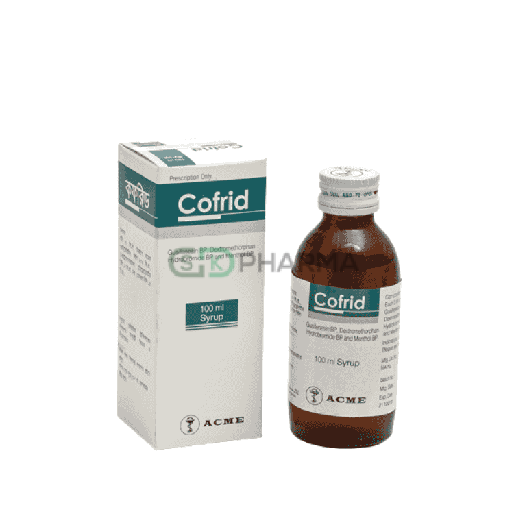 Cofrid Syrup (200 mg+15 mg+15 mg)/5 ml (Guaifenesin + Dextromethorphan + Menthol)