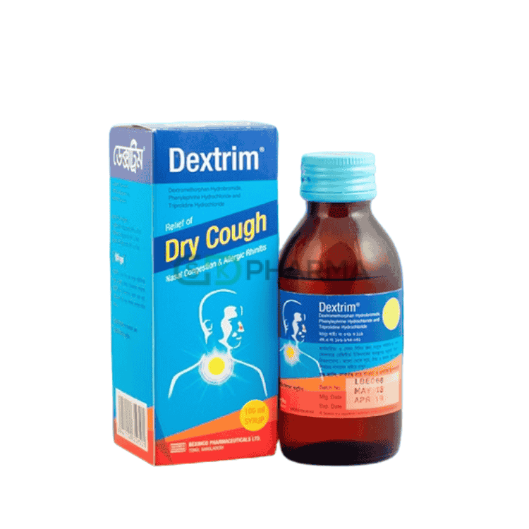 Dextrim Syrup (20 mg+10 mg+2.5 mg)/5 ml (Dextromethorphan + Phenylephrine + Triprolidine)
