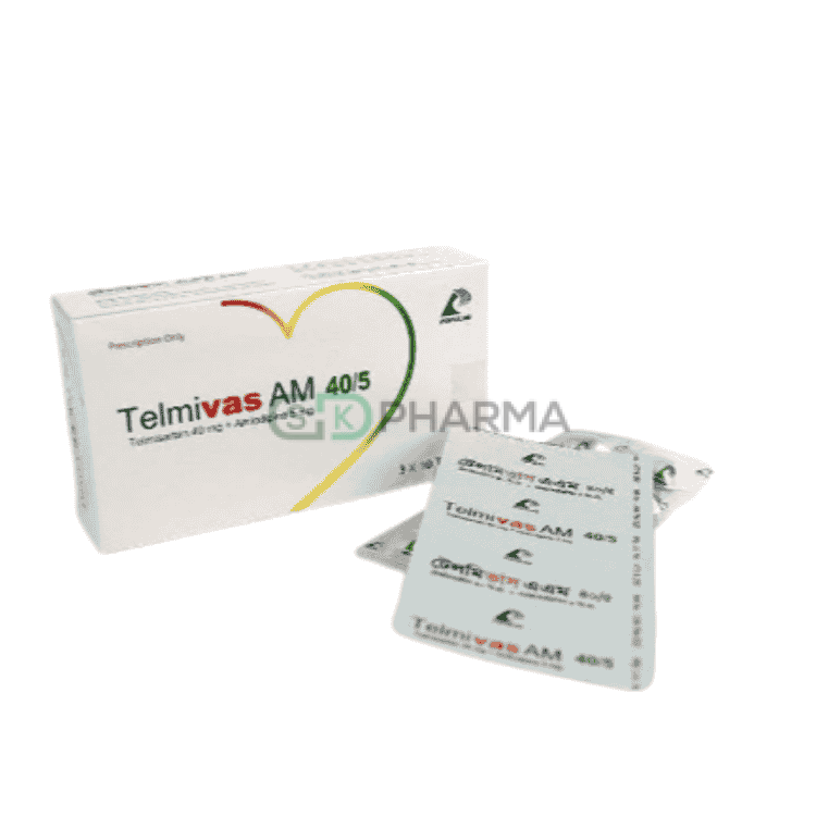 Telmivas AM Tablet 5 mg+40 mg (Amlodipine Besilate + Telmisartan)