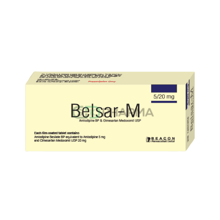 Belsar-M Tablet 5 mg+20 mg (Amlodipine Besilate + Olmesartan Medoxomil)