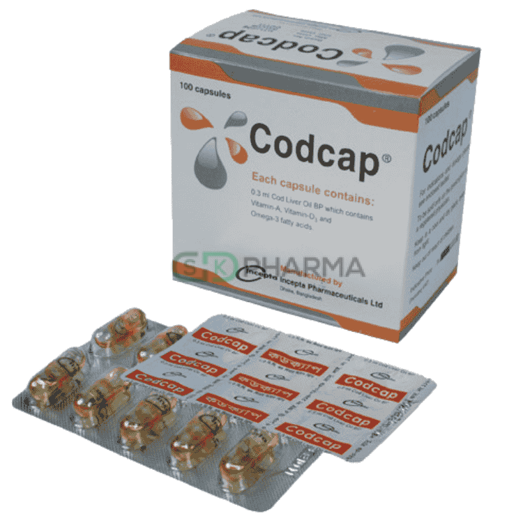 Codcap Capsule 600 IU+85 IU+0.3 IU Cod Liver Oil)