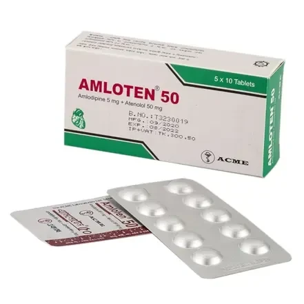 Amloten Tablet, Amlodipine Besilate + Atenolol 5 mg+50 mg
