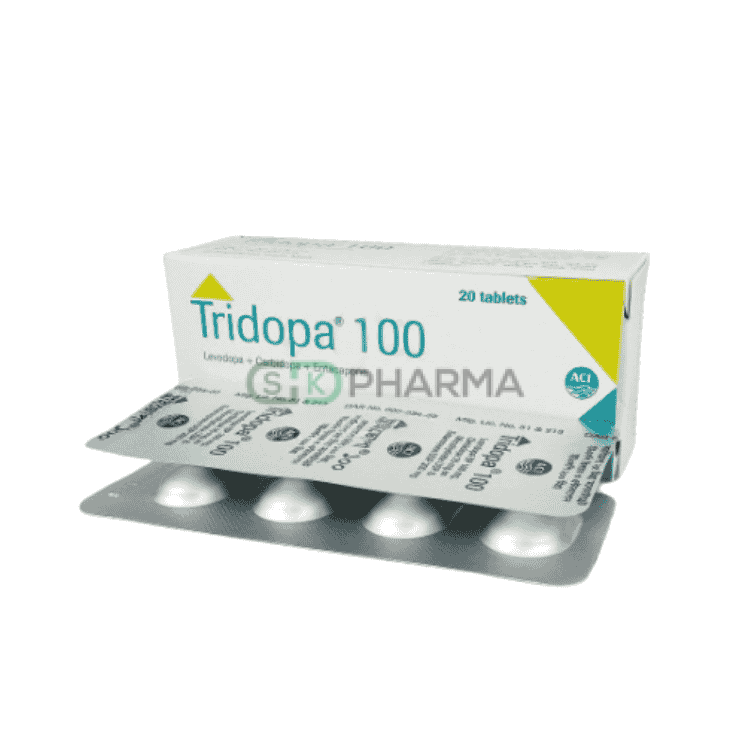 Tridopa Tablet 100 mg+25 mg+200 mg (Levodopa + Carbidopa + Entacapone)