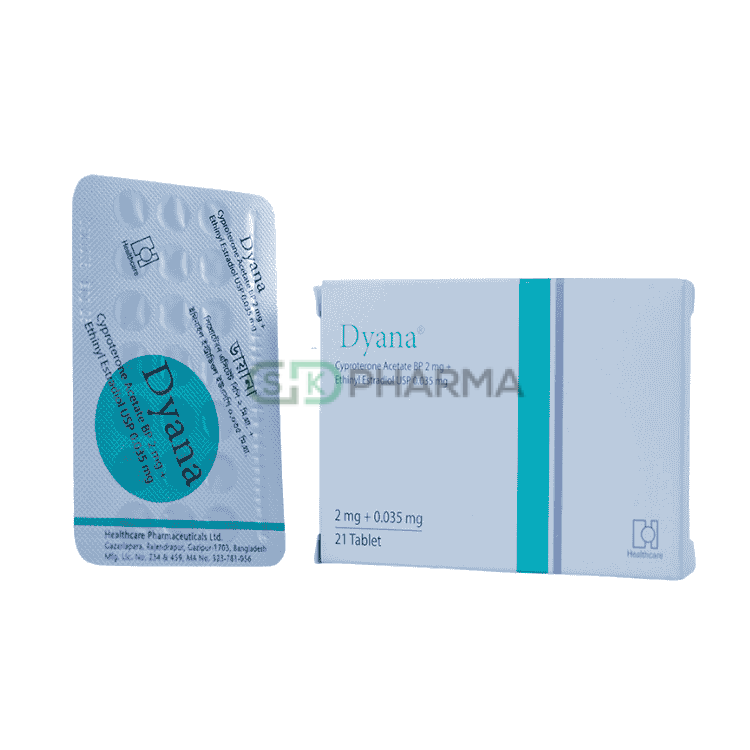 Dyana Tablet 2 mg+0.035 mg (Cyproterone Acetate + Ethinyl Estradiol)