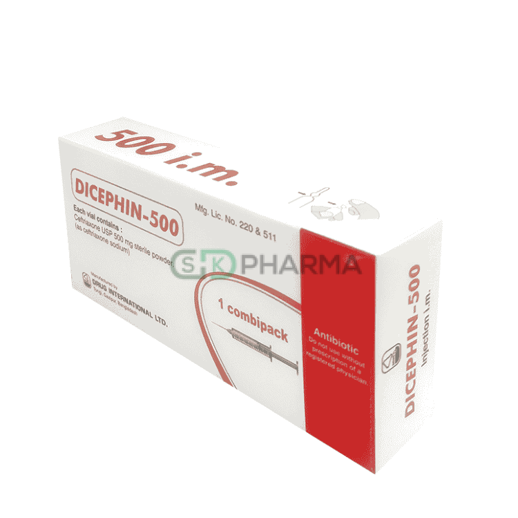 Dicephin Injection 500 mg/vial IM (Ceftriaxone Sodium)