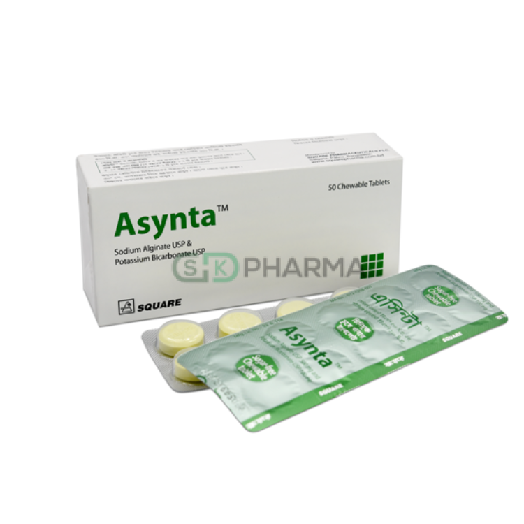 Asynta Chewable Tablet 500 mg+100 mg (Sodium Alginate + Potassium Bicarbonate)