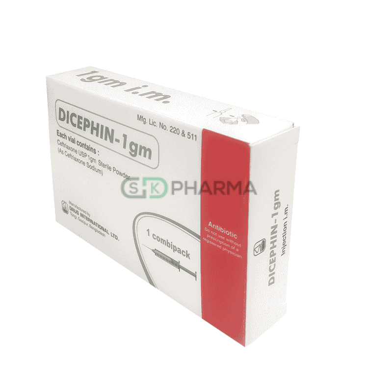 Dicephin Injection 1 gm/vial IM (Ceftriaxone Sodium)