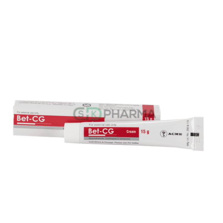 Bet-CG Cream 0.05%+1%+0.1% (Betamethasone + Clotrimazole + Gentamicin)