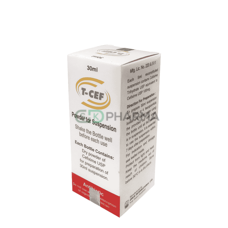 T-Cef Suspension 100 mg/5 ml (Cefixime Trihydrate)