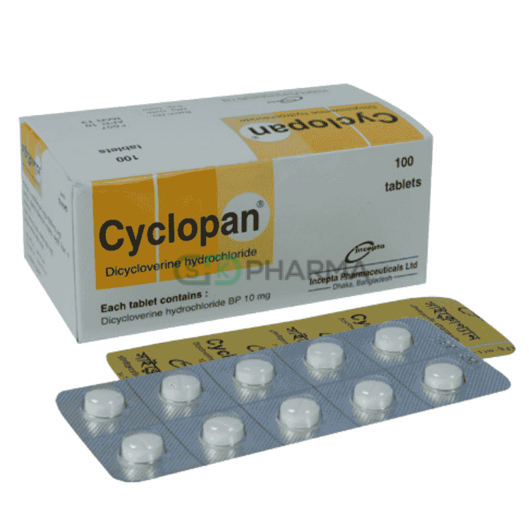 Cyclopan Tablet 10 mg (Dicycloverine Hydrochloride)
