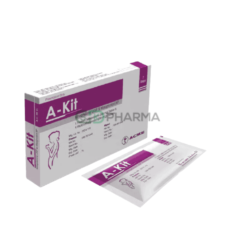 A-Kit Tablet 200 mg+200 mcg (Mifepristone + Misoprostol)