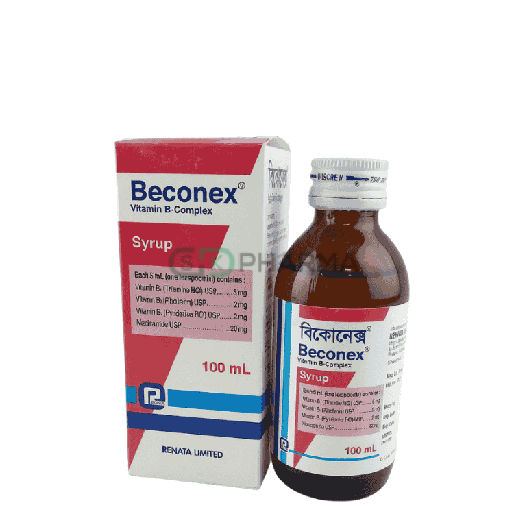 Beconex Syrup (5 mg+2 mg+2 mg+20 mg)/5 ml (Vitamin B complex)