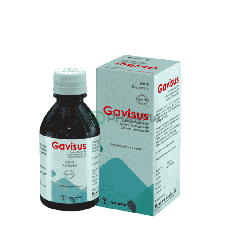 Gavisus Suspension (500 mg+267 mg+160 mg)/10 ml (Sodium Alginate + Sodium Bicarbonate + Calcium Carbonate)