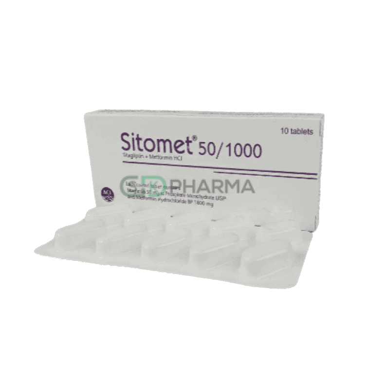 Sitomet Tablet 50 mg+1000 mg (Sitagliptin + Metformin Hydrochloride)