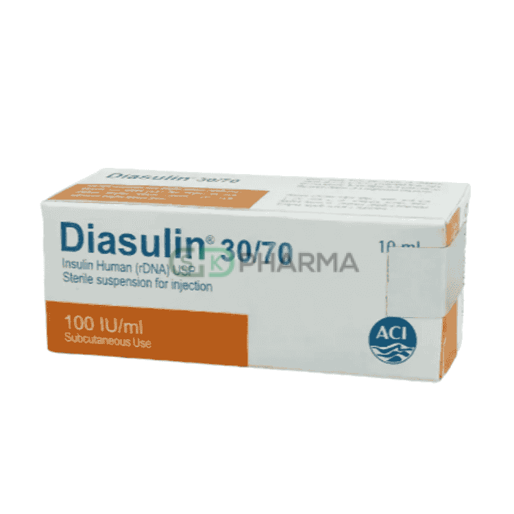 Diasulin Injection 30%+70% in 100 IU/ml (Regular Insulin Human + Isophane Insulin Human)