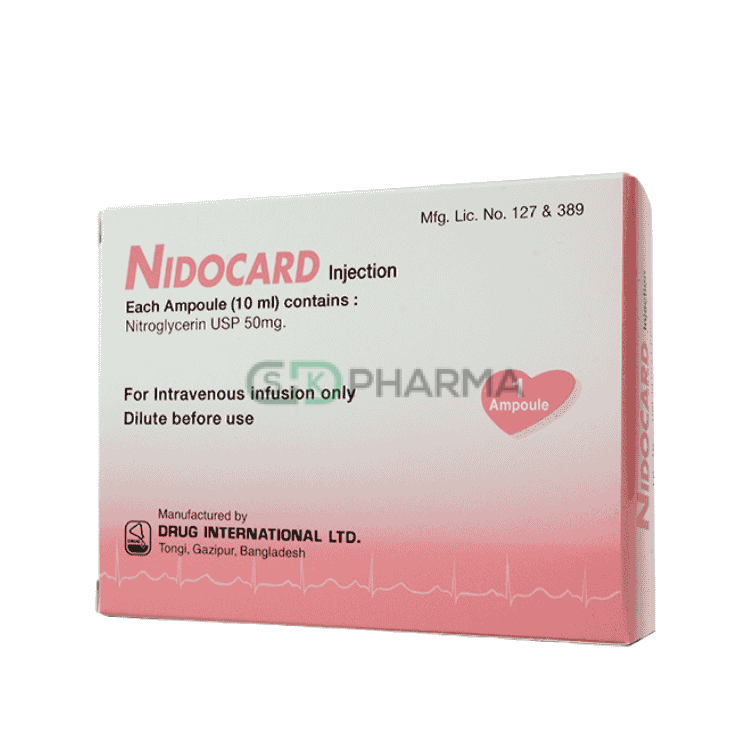 Nidocard Injection 50 mg/10 ml (Nitroglycerin (IV Infusion))