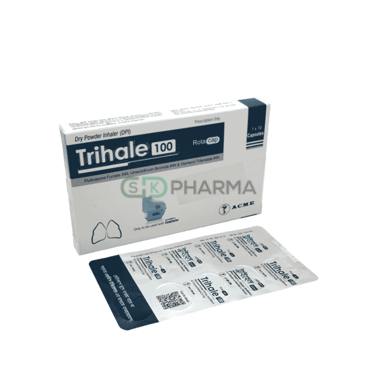 Trihale Inhalation Capsule 25 mcg+100 mcg+62.5 mcg (Vilanterol Trifenatate + Fluticasone Furoate + Umeclidinium Bromide)