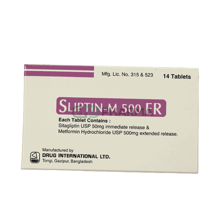 Sliptin-M ER Tablet 50 mg+500 mg (Sitagliptin + Metformin Hydrochloride)