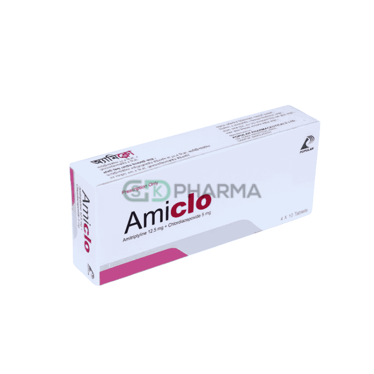 Amiclo Tablet 12.5 mg+5 mg (Amitriptyline Hydrochloride + Chlordiazepoxide)