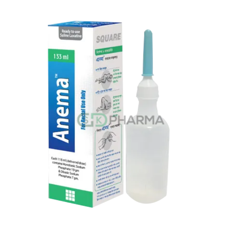 Anema Rectal Saline (19 gm+7 gm)/118 ml (Monobasic Sodium Phosphate + Dibasic Sodium Phosphate)