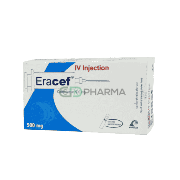 Eracef Injection 500 mg/vial IV (Ceftriaxone Sodium)