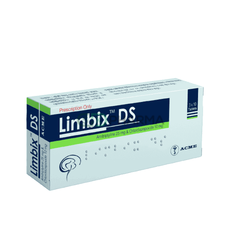 Limbix DS Tablet 25 mg+10 mg (Amitriptyline Hydrochloride + Chlordiazepoxide)