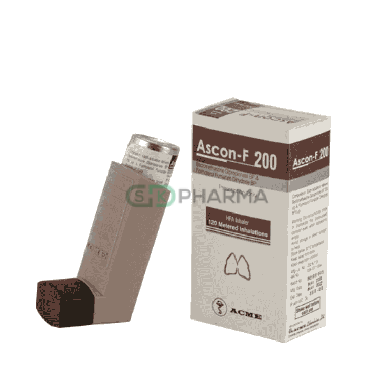 Ascon-F Inhaler (200 mcg+6 mcg)/puff (Beclomethasone Dipropionate + Formoterol Fumarate)
