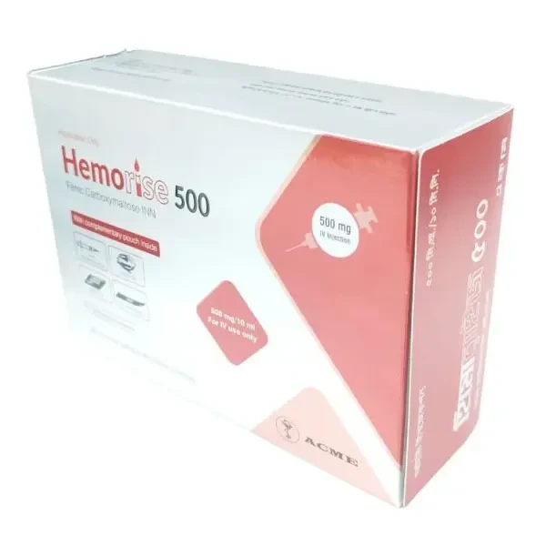 Hemorise IV Injection or Infusion 10 ml vial, Ferric Carboxymaltose 500 mg/10 ml