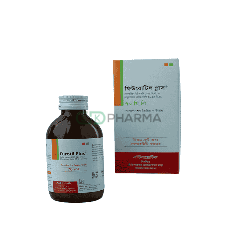 Furotil Plus Suspension (125 mg+31.25 mg)/5 ml (Cefuroxime Axetil + Clavulanic Acid)