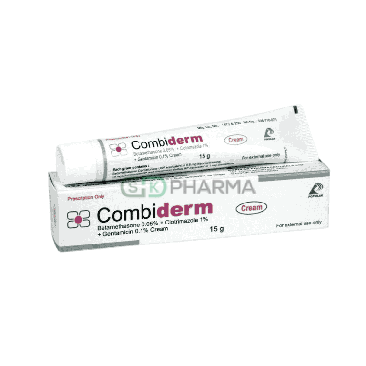 Combiderm Cream 0.05%+1%+0.1% (Betamethasone + Clotrimazole + Gentamicin)