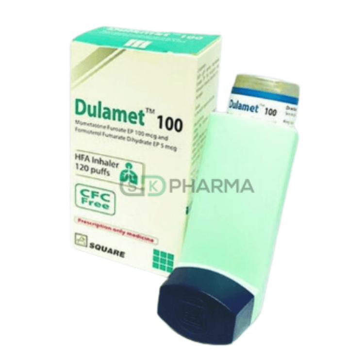 Dulamet Inhaler (100 mcg+5 mcg)/puff (Mometasone Furoate + Formoterol Fumarate)