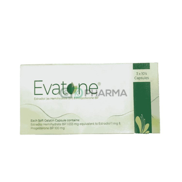 Evatone Capsule 1 mg+100 mg (Estradiol Hemihydrate + Progesterone Micronized)