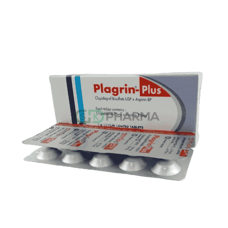 Plagrin Plus Tablet 75 mg+75 mg (Clopidogrel + Aspirin)