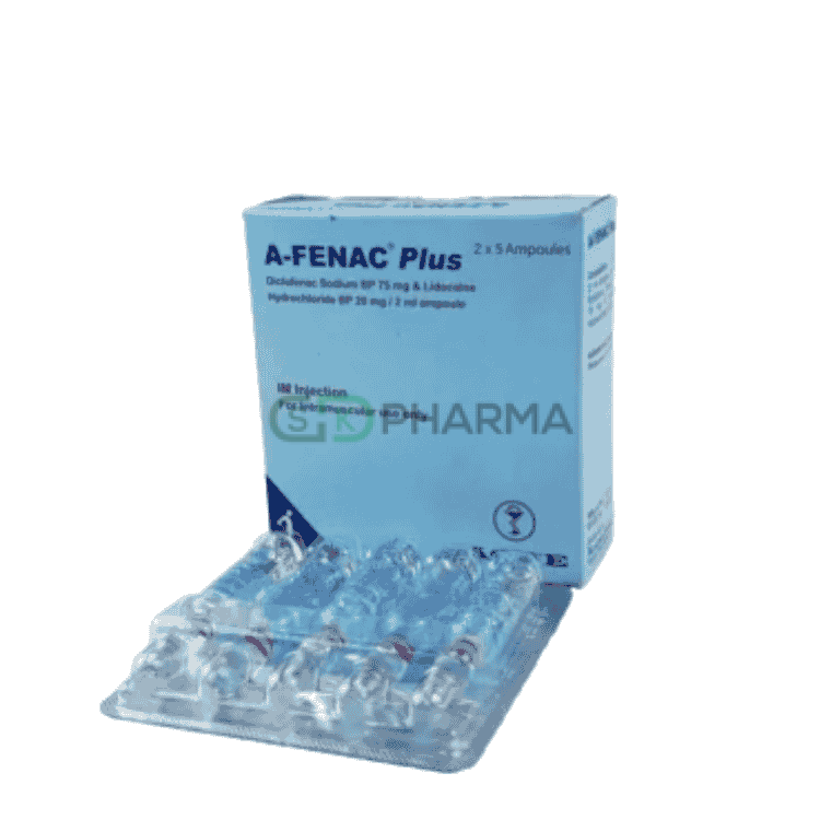 A-Fenac Plus IM Injection (75 mg+20 mg)/2 ml (Diclofenac Sodium + Lidocaine Hydrochloride)