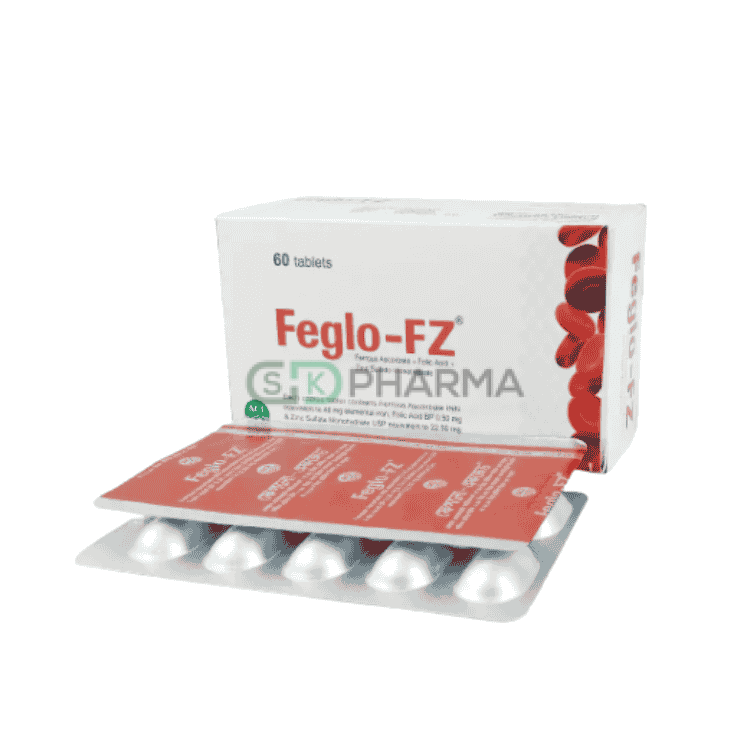Feglo-FZ Tablet 48 mg+0.5 mg+22.5 mg (Ferrous Ascorbate + Folic Acid + Zinc Sulfate)