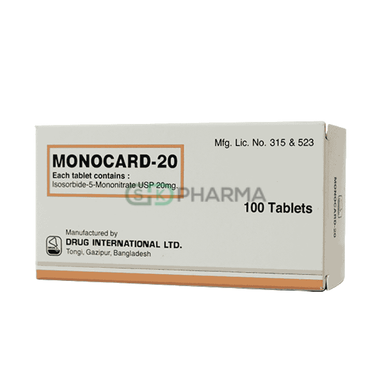 Monocard Tablet 20 mg (Isosorbide Mononitrate)