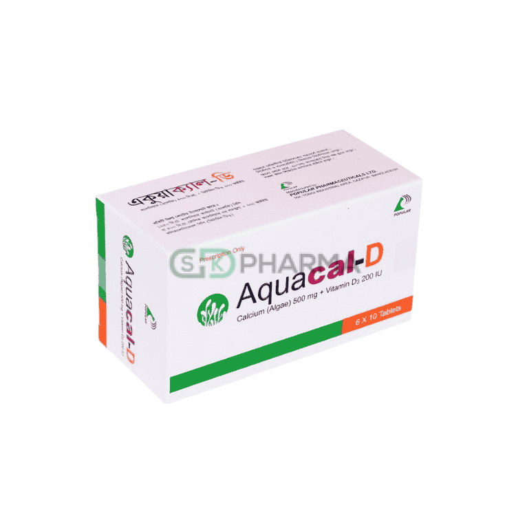 Aquacal-D Tablet 500 mg+200 IU (Algae Calcium + Vitamin D3)