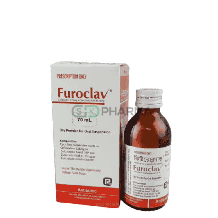 Furoclav Suspension (125 mg+31.25 mg)/5 ml (Cefuroxime Axetil + Clavulanic Acid)