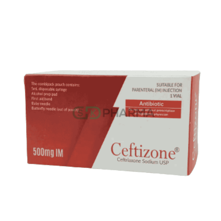 Ceftizone Injection 500 mg/vial IM (Ceftriaxone Sodium)