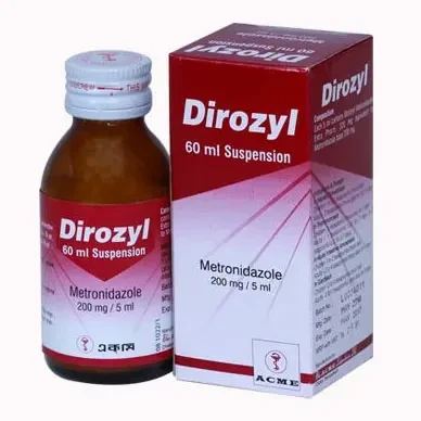 Dirozyl Oral Suspension 60 ml bottle, Metronidazole 200 mg/5 ml